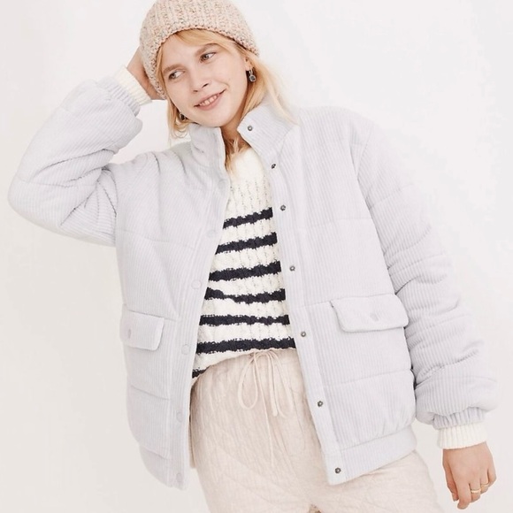 Madewell quilted puffer jacket. Size medium. Baby blue - Picture 2 of 6